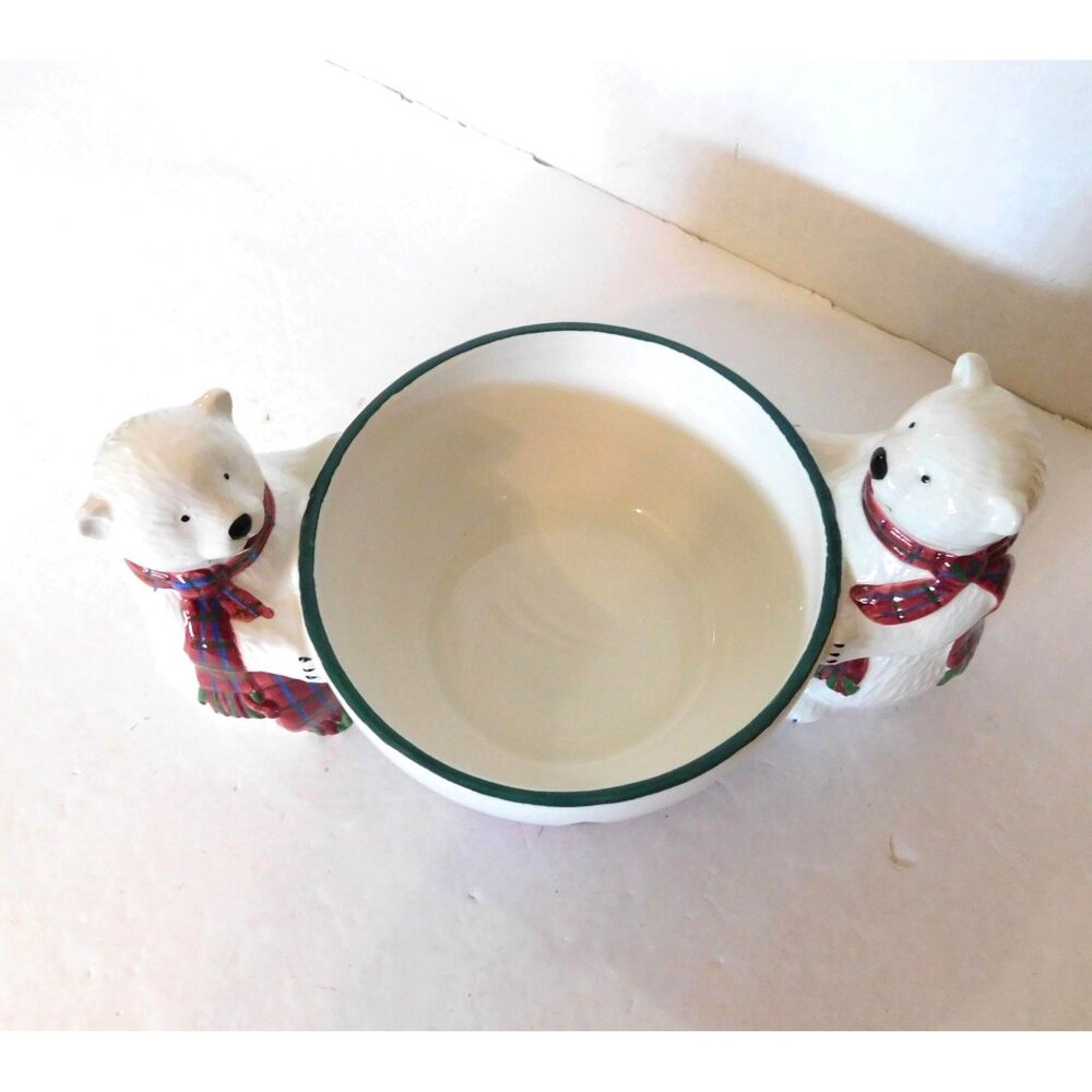 Pfaltzgraff Snow Bear Candy Dish Original Box Retired Polar Bears Holidays - Picture 8 of 13